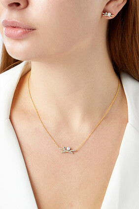 Sleek Necklace, 18k Yellow Gold, Diamond & Pearl